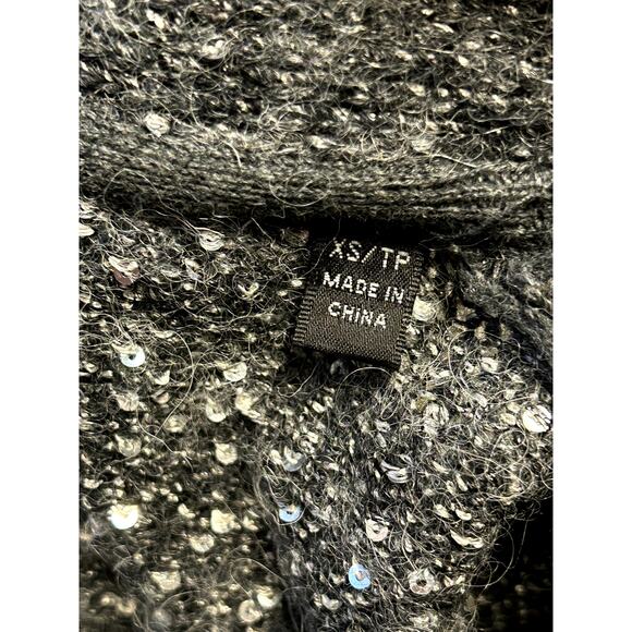 ATM NWT Charcoal Gray Sequin Button Cardigan Sweater Long Sleeve V-Neck Size XS - Picture 5 of 9